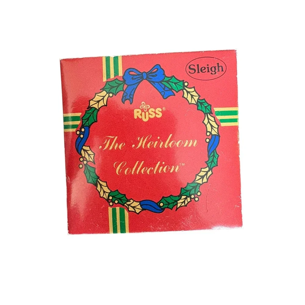 Russ Heirloom Collection Sleigh Wreath‎ Ornament Vintage 1990s with Box